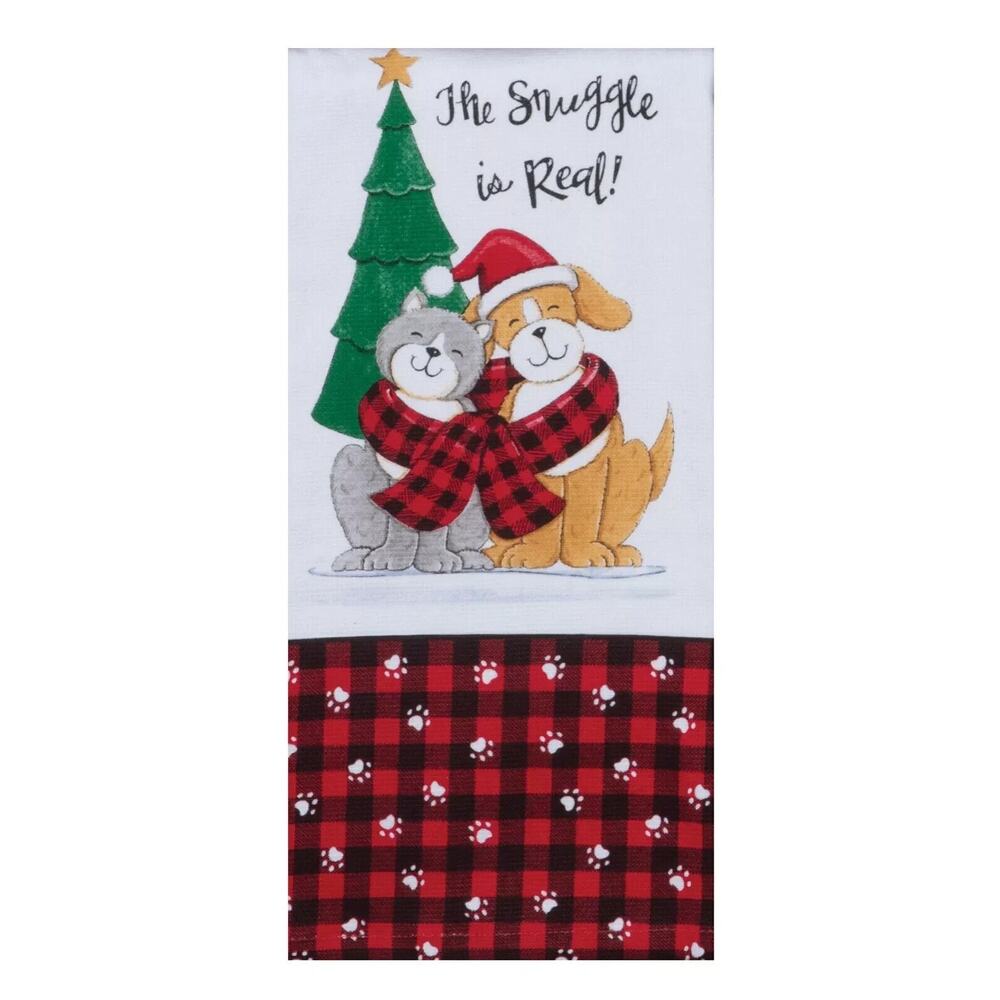 Kay Dee designs kitchen towel dual purpose terry Dog cat Christmas H6293 snuggle